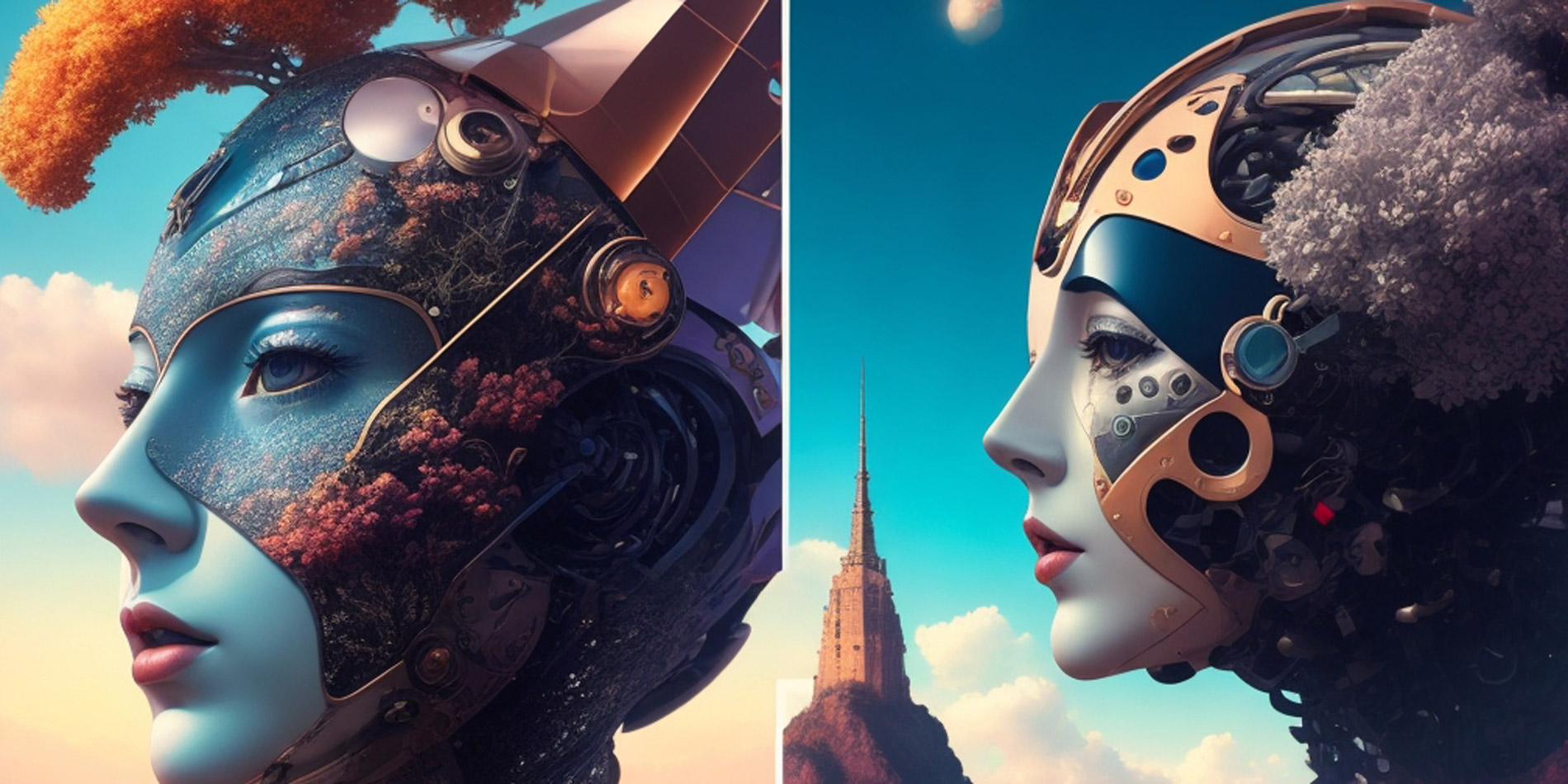 A surrealist collage of AI-generated images, depicting the rise of AI art and NFTs in a unique and creative way.